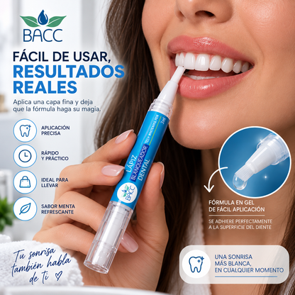 Lapiz blanqueador dental BACC - facil de usar, aplicando el lapiz