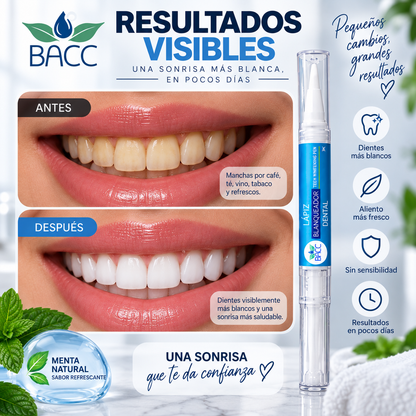 Lapiz blanqueador dental BACC - resultados visibles antes y despues